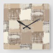 Natural Boho Wall Clock Vierkante Klok (Voorkant)