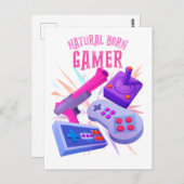 Natural Born Gamer 80s Retro Gaming Console Briefkaart (Voorkant / Achterkant)
