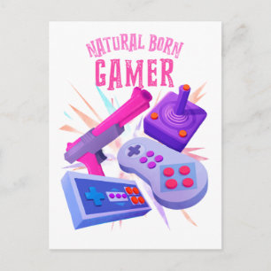 Natural Born Gamer 80s Retro Gaming Console Briefkaart