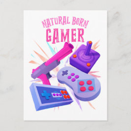 Natural Born Gamer 80s Retro Gaming Console Briefkaart