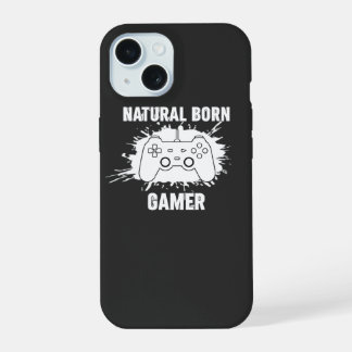 ​Natural Born Gamer - Splatter Style Gaming T-Shir iPhone 15 Case