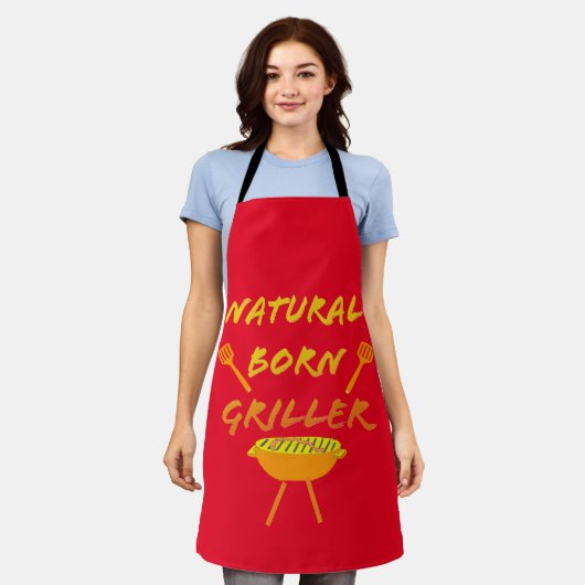 Natural Born Griller Apron Schort (Gedragen)