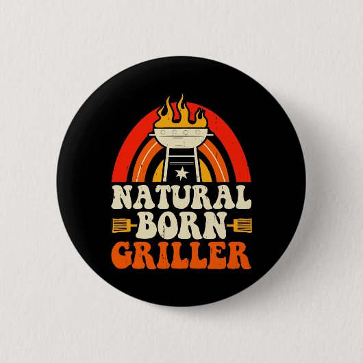 Natural Born Griller Retro Bbq Smoke Master Ronde Button 5,7 Cm (Voorkant)