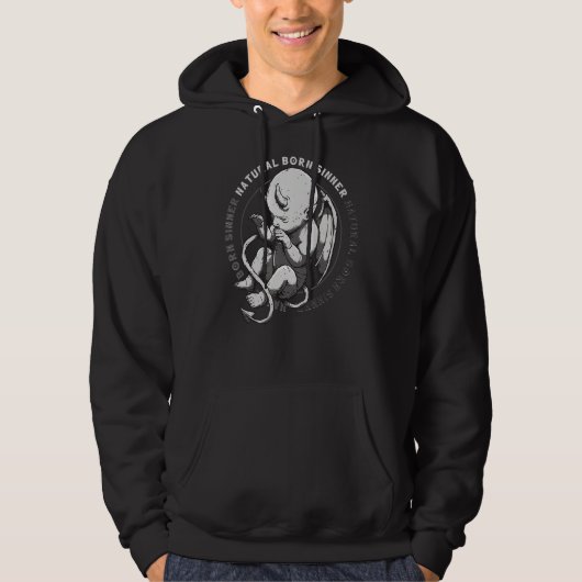 Natural Born Sinner Devil Baby Grunge Gothic Emo P Hoodie (Voorkant)