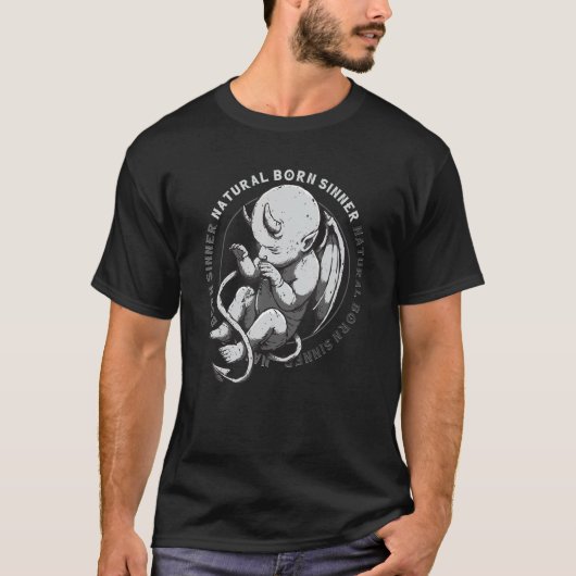 Natural Born Sinner Devil Baby Grunge Gothic Emo P T-shirt (Voorkant)