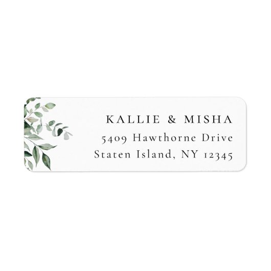 Natural Botanic Greenery Address Label (Voorkant)