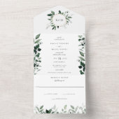 Natural Botanic Greenery Emerald Green Wedding All In One Uitnodiging (Binnen)