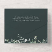 Natural Botanic Greenery Emerald Green Wedding All In One Uitnodiging (Achterkant)