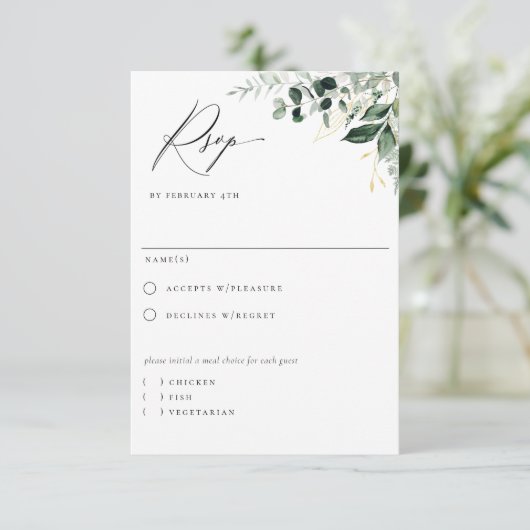 Natural Botanic Greenery Meal Choice RSVP Card