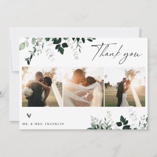 Natural Botanic Greenery Wedding Foto bedankt (Voorkant)