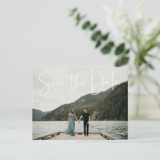 Natural Botanic Photo Script Sla de datum op Aankondigingskaart (Staand voorkant)