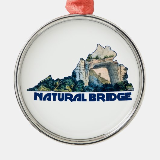 Natural Bridge Virginia State Map Metalen Ornament (Voorkant)
