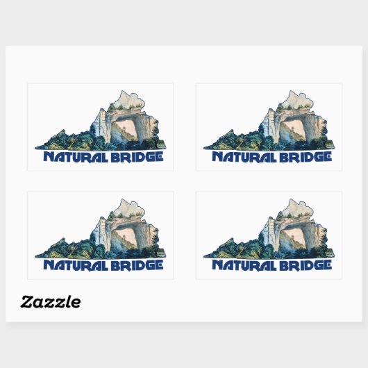 Natural Bridge Virginia State Map Rechthoekige Sticker (Vel)
