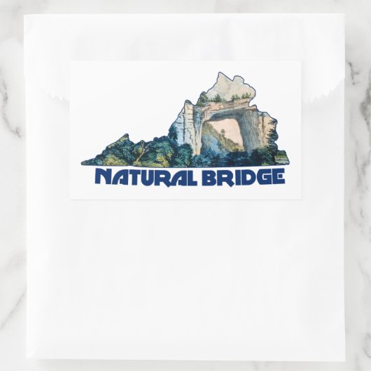 Natural Bridge Virginia State Map Rechthoekige Sticker (Tas)