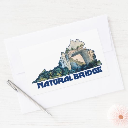 Natural Bridge Virginia State Map Rechthoekige Sticker (Envelop)