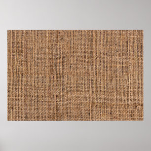 Natural Brown Burlap Canvas Coarse Grunge Backgrou Poster