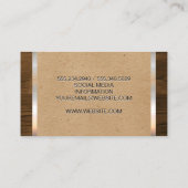 Natural Brown | Metaal Shiny Trim Houtkorrel Visitekaartje (Achterkant)