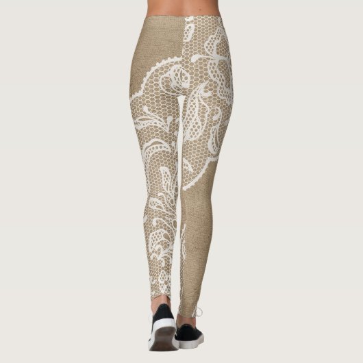 Natural Burlap en White Lace Legging (Achterkant)