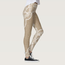 Natural Burlap en White Lace Legging