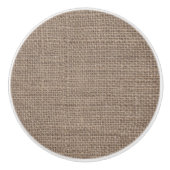 Natural Burlap Knob White Keramische Knop (Voorkant)