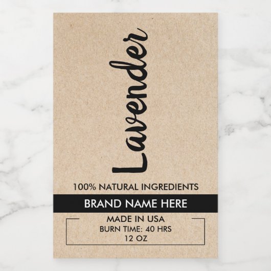 Natural Candle Cardboard Product Label Voedselcontainer Etiket (Enkel label)