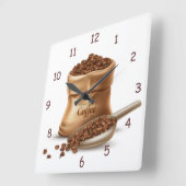 Natural Coffee Best Bean Bag and Scoop Vierkante Klok (Hoek)