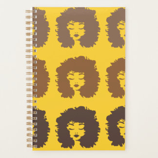 Natural Curly Hair Yellow Brown Spiral Bound  Planner