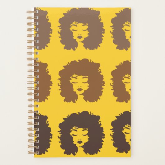 Natural Curly Hair Yellow Brown Spiral Bound Planner (Voorkant)