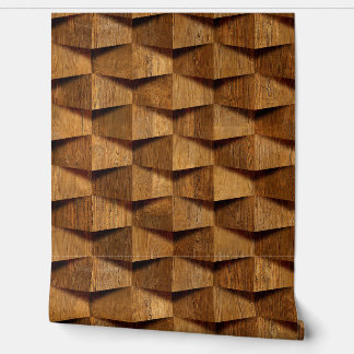 Natural Dark Brown Wooden Shape Pattern Behang