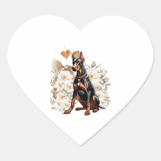 Natural Ear Doberman Een cadeau voor Doberman Love Hart Sticker (Voorkant)