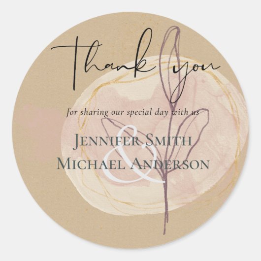 Natural Earth Rustic Woodland Fall Leaves Wedding Ronde Sticker (Voorkant)