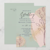 Natural Earth Sage Dusty Roos Blush Wedding Invite (Voorkant / Achterkant)