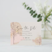 Natural Earth Sage Stof Roze Blush Save the Date Briefkaart (Staand voorkant)