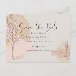 Natural Earth Sage Stof Roze Blush Save the Date Briefkaart