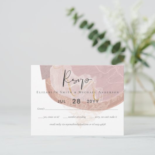 Natural Earthen Tones Abstract Wedding Briefkaart (Staand voorkant)