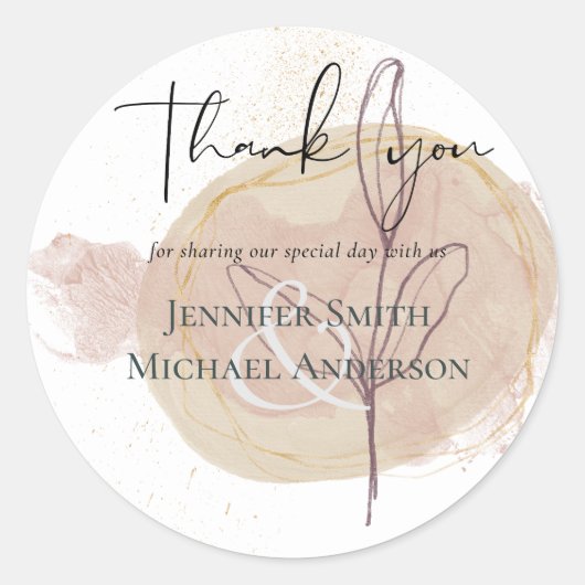 Natural Earthen Tones Abstract Wedding Ronde Sticker (Voorkant)