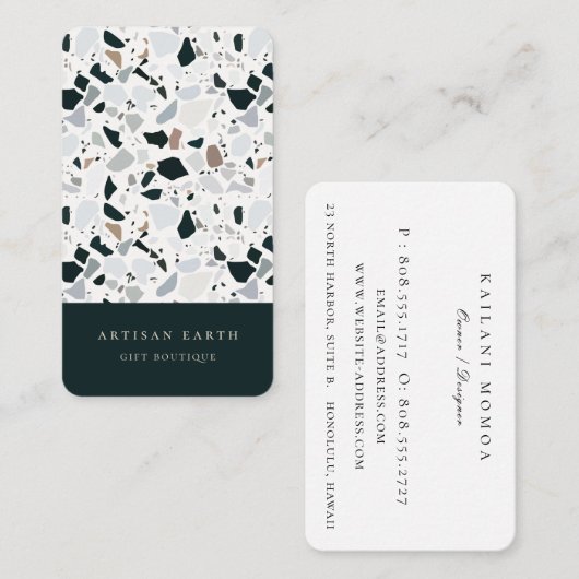Natural Earthy Terrazzo Pattern Visitekaartje (Voorkant / Achterkant)