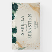 Natural Emerald Green & Blush Rose Floral Wedding Spandoek (Verticaal)