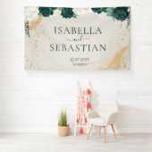 Natural Emerald Green & Blush Rose Floral Wedding Spandoek (Insitu)