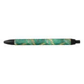 Natural Emerald Green Palm Leaf Bright Golden Zwarte Inkt Pen (Voorkant)