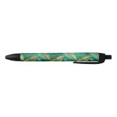 Natural Emerald Green Palm Leaf Bright Golden Zwarte Inkt Pen (Bodem)