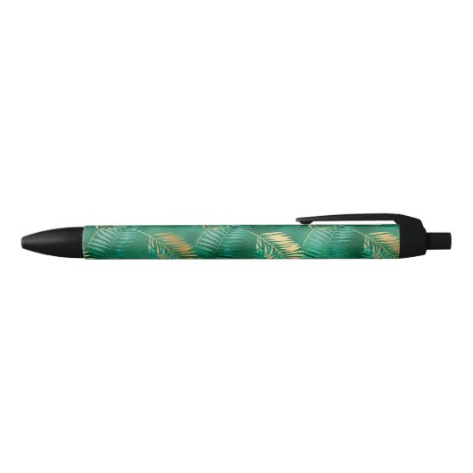 Natural Emerald Green Palm Leaf Bright Golden Zwarte Inkt Pen (Bovenkant)