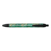Natural Emerald Green Palm Leaf Bright Golden Zwarte Inkt Pen (Achterkant)