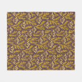 Natural Floral Pattern: Golden Accents  Dark Canva Fleece Deken (Voorkant (Horizontaal))
