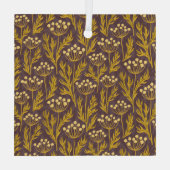 Natural Floral Pattern: Golden Accents Dark Canva Glas Ornament (Achterkant)