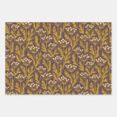Natural Floral Pattern: Golden Accents Dark Canva Inpakpapier Vel (Voorkant)