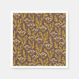 Natural Floral Pattern: Golden Accents  Dark Canva Servet