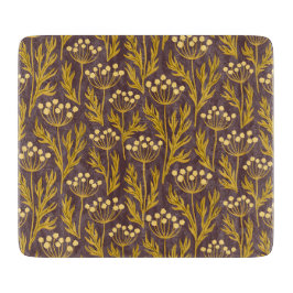 Natural Floral Pattern: Golden Accents  Dark Canva Snijplank