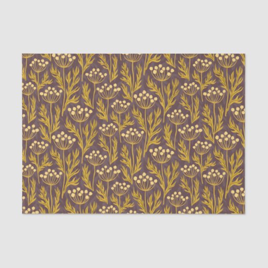 Natural Floral Pattern: Golden Accents Dark Canva Tissuepapier (Voorkant)