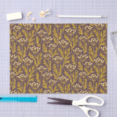 Natural Floral Pattern: Golden Accents Dark Canva Tissuepapier (Craft)